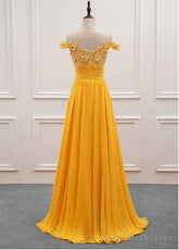 Yellow Off Shoulder Long Party Dress, Sweetheart Formal Dress